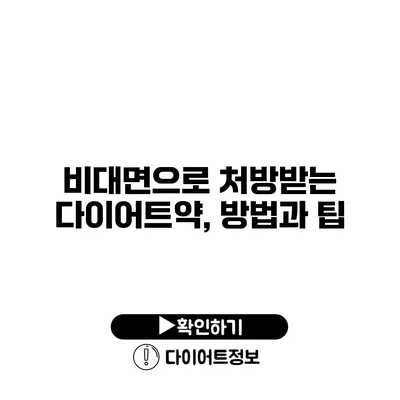 비대면으로 처방받는 다이어트약, 방법과 팁