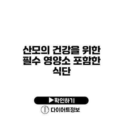 산모의 건강을 위한 필수 영양소 포함한 식단