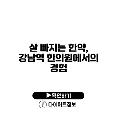 살 빠지는 한약, 강남역 한의원에서의 경험