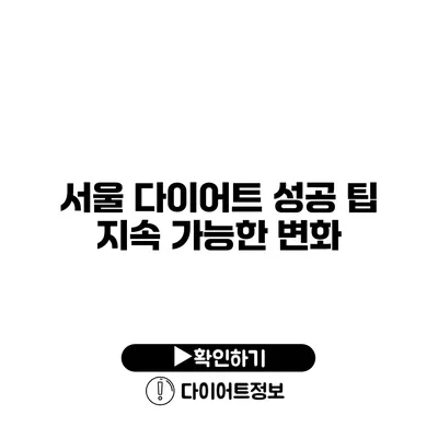 서울 다이어트 성공 팁 지속 가능한 변화