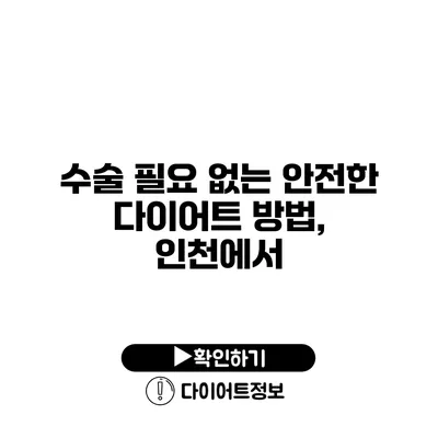 수술 필요 없는 안전한 다이어트 방법, 인천에서