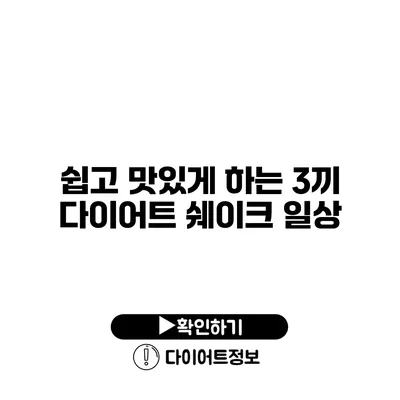 쉽고 맛있게 하는 3끼 다이어트 쉐이크 일상