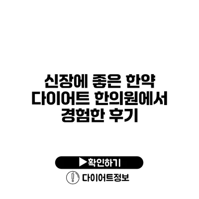 신장에 좋은 한약 다이어트 한의원에서 경험한 후기