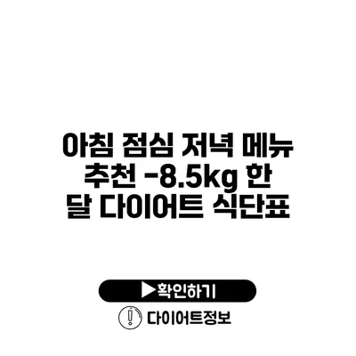 아침 점심 저녁 메뉴 추천 -8.5kg 한 달 다이어트 식단표