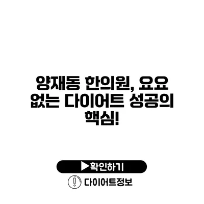 양재동 한의원, 요요 없는 다이어트 성공의 핵심!