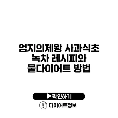 엄지의제왕 사과식초 녹차 레시피와 물다이어트 방법