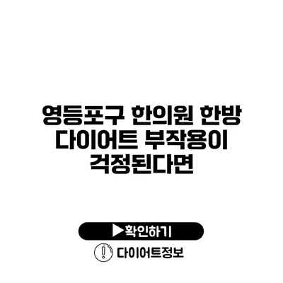 영등포구 한의원 한방 다이어트 부작용이 걱정된다면?