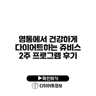 영통에서 건강하게 다이어트하는 쥬비스 2주 프로그램 후기