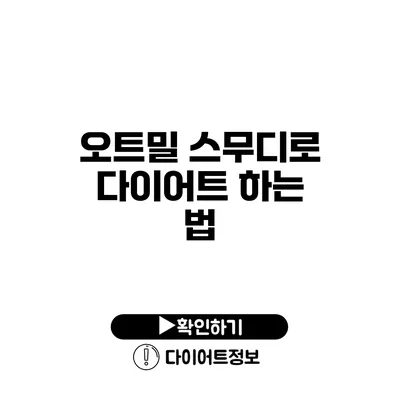 오트밀 스무디로 다이어트 하는 법