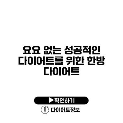 요요 없는 성공적인 다이어트를 위한 한방 다이어트