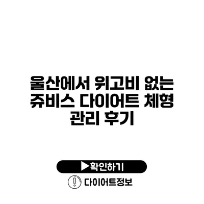 울산에서 위고비 없는 쥬비스 다이어트 체형 관리 후기