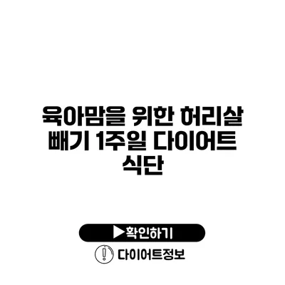 육아맘을 위한 허리살 빼기 1주일 다이어트 식단