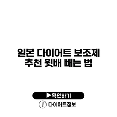 일본 다이어트 보조제 추천 윗배 빼는 법