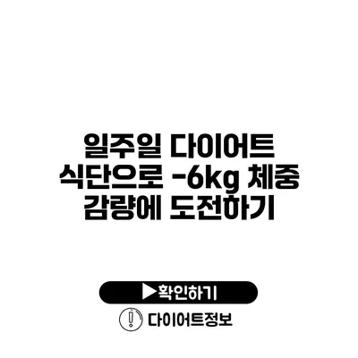 일주일 다이어트 식단으로 -6kg 체중 감량에 도전하기