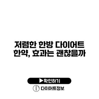 저렴한 한방 다이어트 한약, 효과는 괜찮을까?