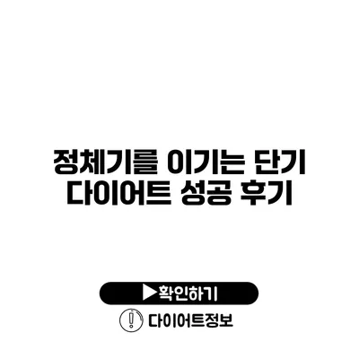 정체기를 이기는 단기 다이어트 성공 후기