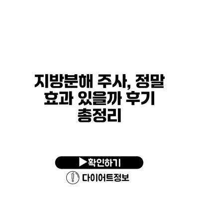 지방분해 주사, 정말 효과 있을까? 후기 총정리