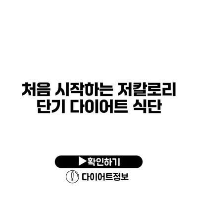 처음 시작하는 저칼로리 단기 다이어트 식단