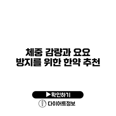 체중 감량과 요요 방지를 위한 한약 추천