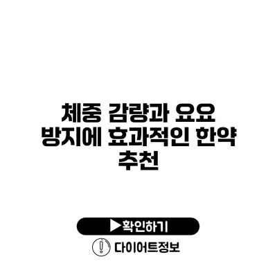 체중 감량과 요요 방지에 효과적인 한약 추천