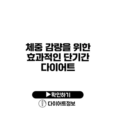 체중 감량을 위한 효과적인 단기간 다이어트