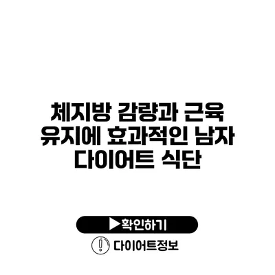 체지방 감량과 근육 유지에 효과적인 남자 다이어트 식단