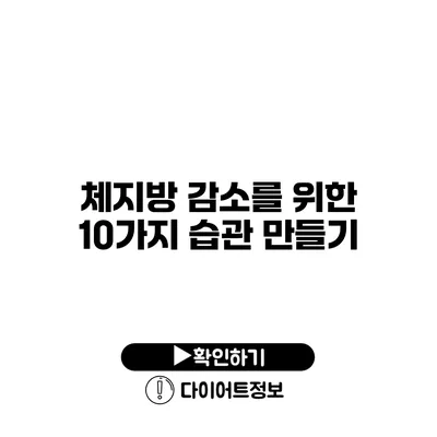 체지방 감소를 위한 10가지 습관 만들기