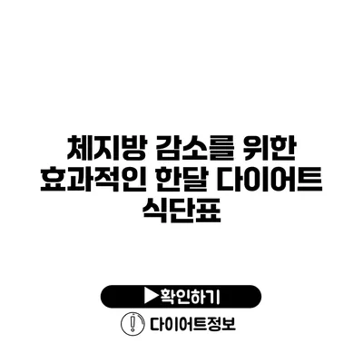 체지방 감소를 위한 효과적인 한달 다이어트 식단표