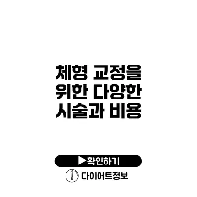 체형 교정을 위한 다양한 시술과 비용