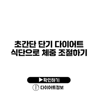 초간단 단기 다이어트 식단으로 체중 조절하기