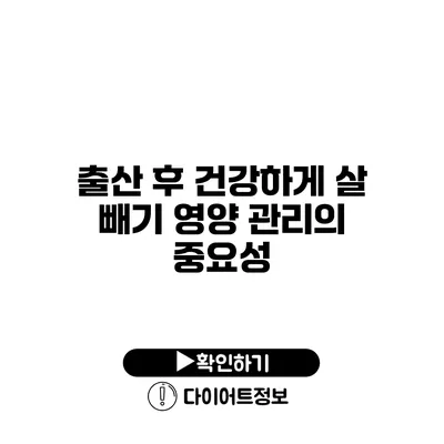 출산 후 건강하게 살 빼기 영양 관리의 중요성