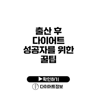 출산 후 다이어트 성공자를 위한 꿀팁