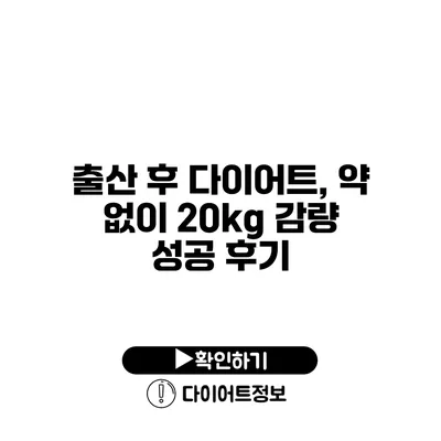 출산 후 다이어트, 약 없이 20kg 감량 성공 후기