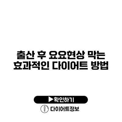 출산 후 요요현상 막는 효과적인 다이어트 방법