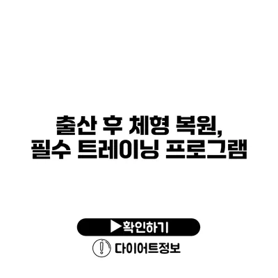 출산 후 체형 복원, 필수 트레이닝 프로그램