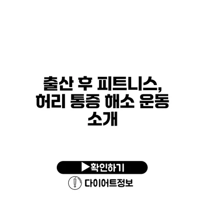 출산 후 피트니스, 허리 통증 해소 운동 소개