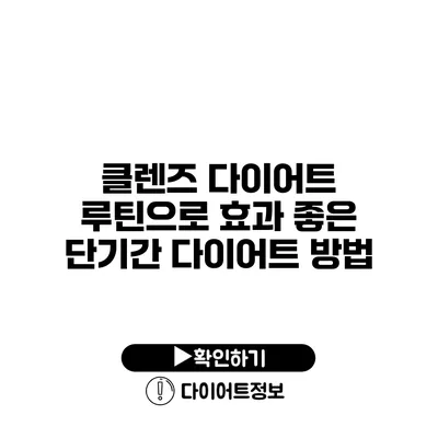 클렌즈 다이어트 루틴으로 효과 좋은 단기간 다이어트 방법