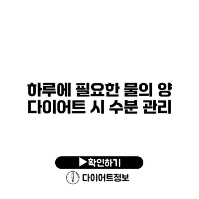 하루에 필요한 물의 양 다이어트 시 수분 관리