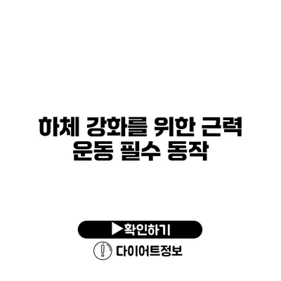 하체 강화를 위한 근력 운동 필수 동작