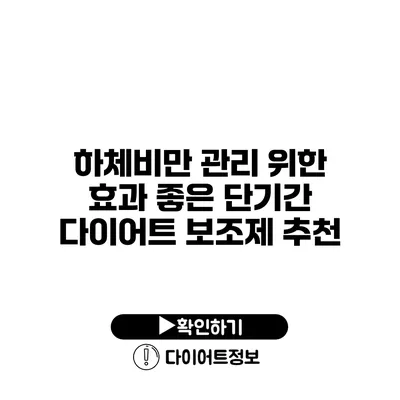 하체비만 관리 위한 효과 좋은 단기간 다이어트 보조제 추천