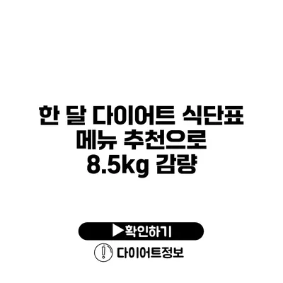 한 달 다이어트 식단표 메뉴 추천으로 8.5kg 감량