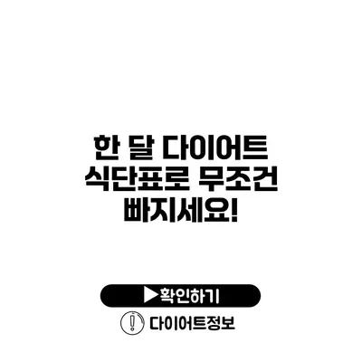 한 달 다이어트 식단표로 무조건 빠지세요!