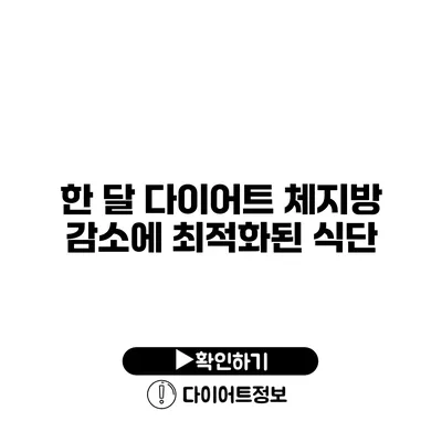 한 달 다이어트 체지방 감소에 최적화된 식단