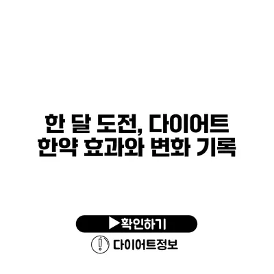 한 달 도전, 다이어트 한약 효과와 변화 기록