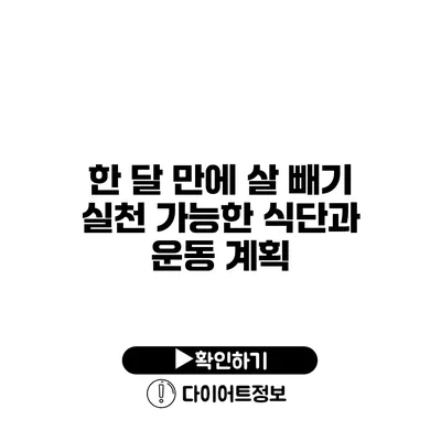 한 달 만에 살 빼기 실천 가능한 식단과 운동 계획