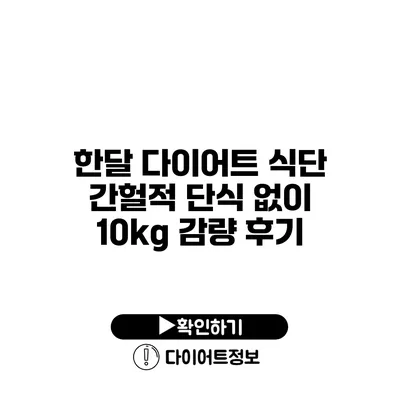 한달 다이어트 식단 간헐적 단식 없이 10kg 감량 후기