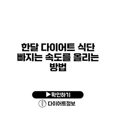 한달 다이어트 식단 빠지는 속도를 올리는 방법