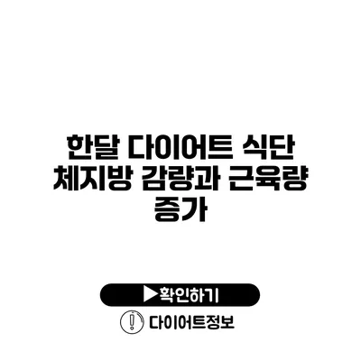 한달 다이어트 식단 체지방 감량과 근육량 증가