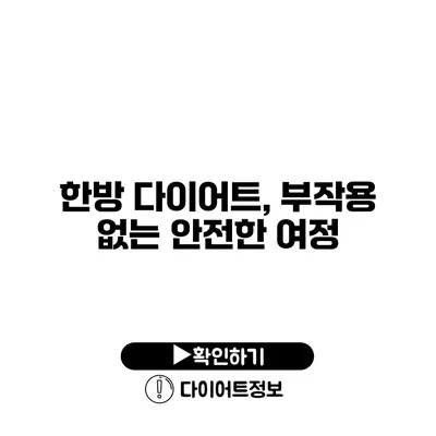 한방 다이어트, 부작용 없는 안전한 여정