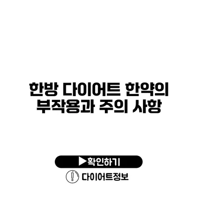 한방 다이어트 한약의 부작용과 주의 사항